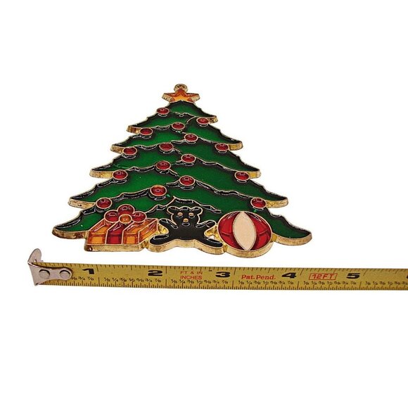 Vintage Acrylic Suncatcher Ornament Christmas Holiday Tree Window Hanging 6x4" - Picture 4 of 7